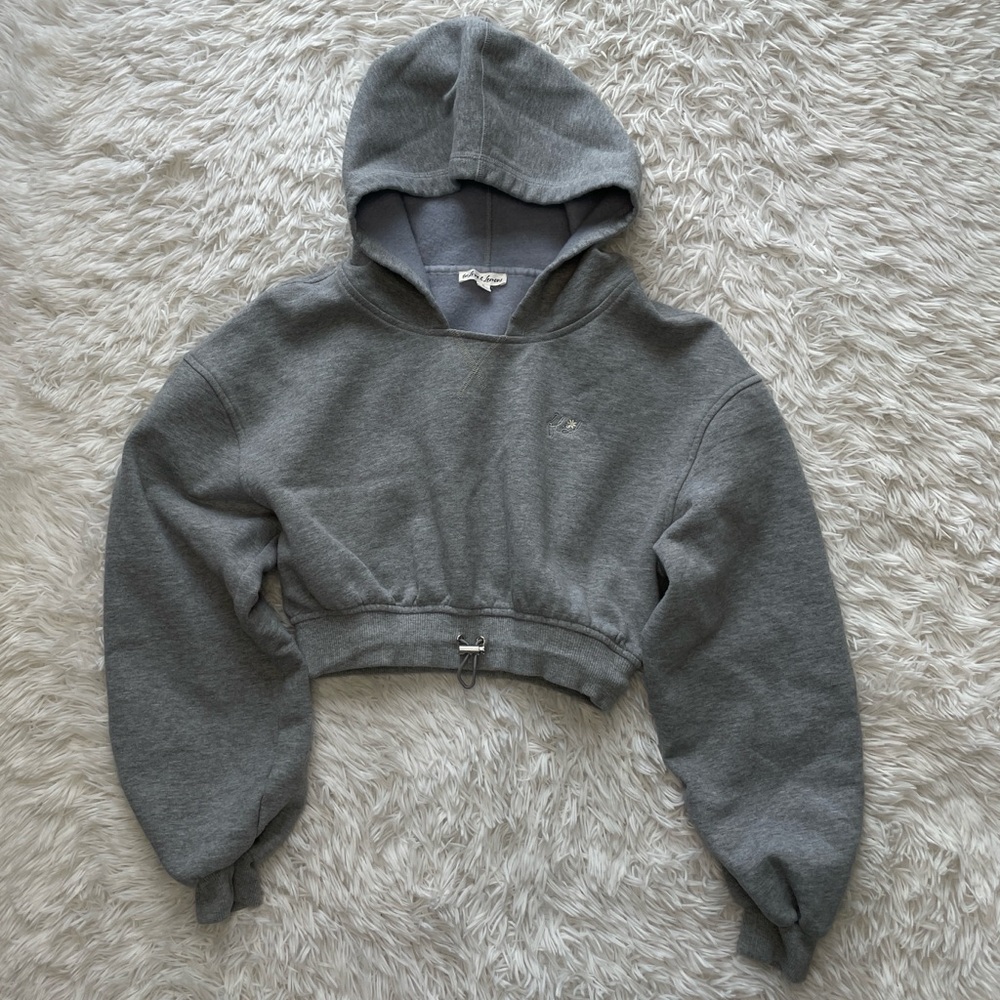 For Love and Lemons Josie Gray Cropped Hoodie